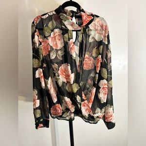 Chic Black and Floral Blouse